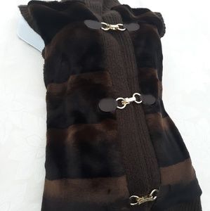 Michael Kors Brown Faux Fur Knit Back Vest Sz. MED